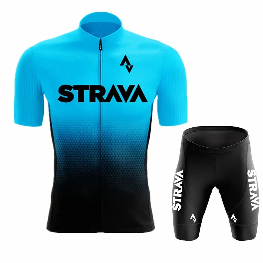 2024Strava Pro Bicycle Team Short Sleeve Maillot Ciclismo Men's Cycling Jersey Sets Summer Breathable Cycling Clothing Suit