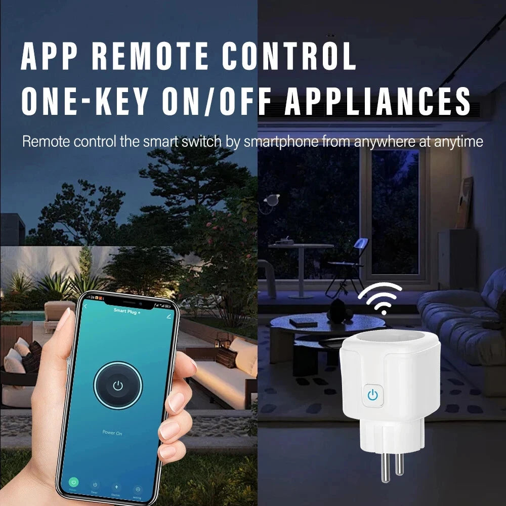 EU Tuya WiFi Smart Plug Socket 16A/20A with Power Monitor Timer Function Remote APP Voice Control Works with Alexa Google Home