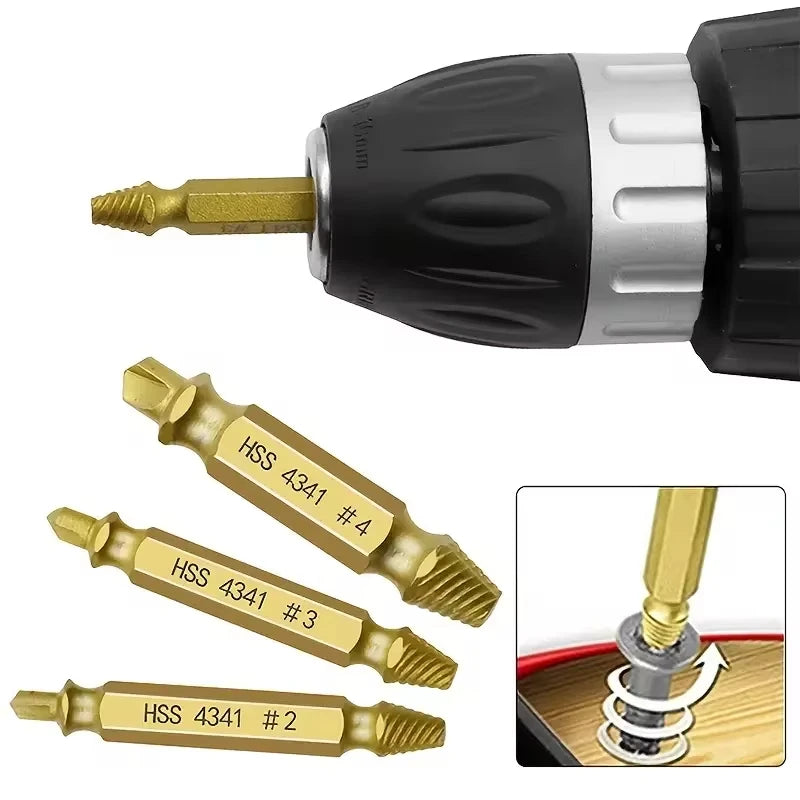 Damaged Screw Extractor Set HSS Drill Bit Stripped Broken Remover Small Easily Quickly Take Out Kit Easy Demolition Power Tools