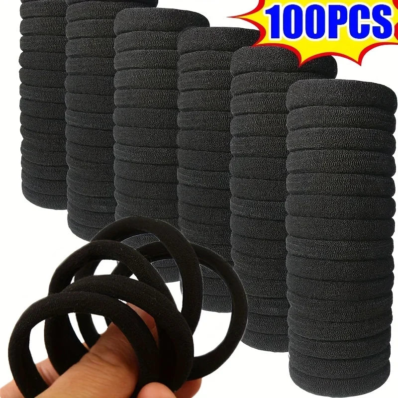 50/100/500/1000 pieces 4 cm black large nylon soft elastic band hair rope without damaging the horsetail women's tie accessory