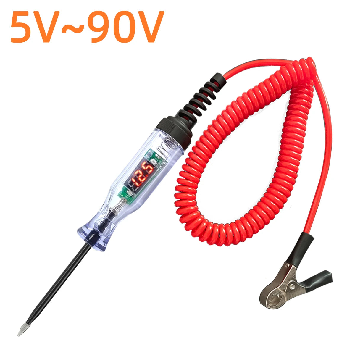 5V-90V Automotive Digital Voltage Circuit Tester Voltage Test Long Probe Pen Circuit Detection Diagnosis and Maintenance Tool