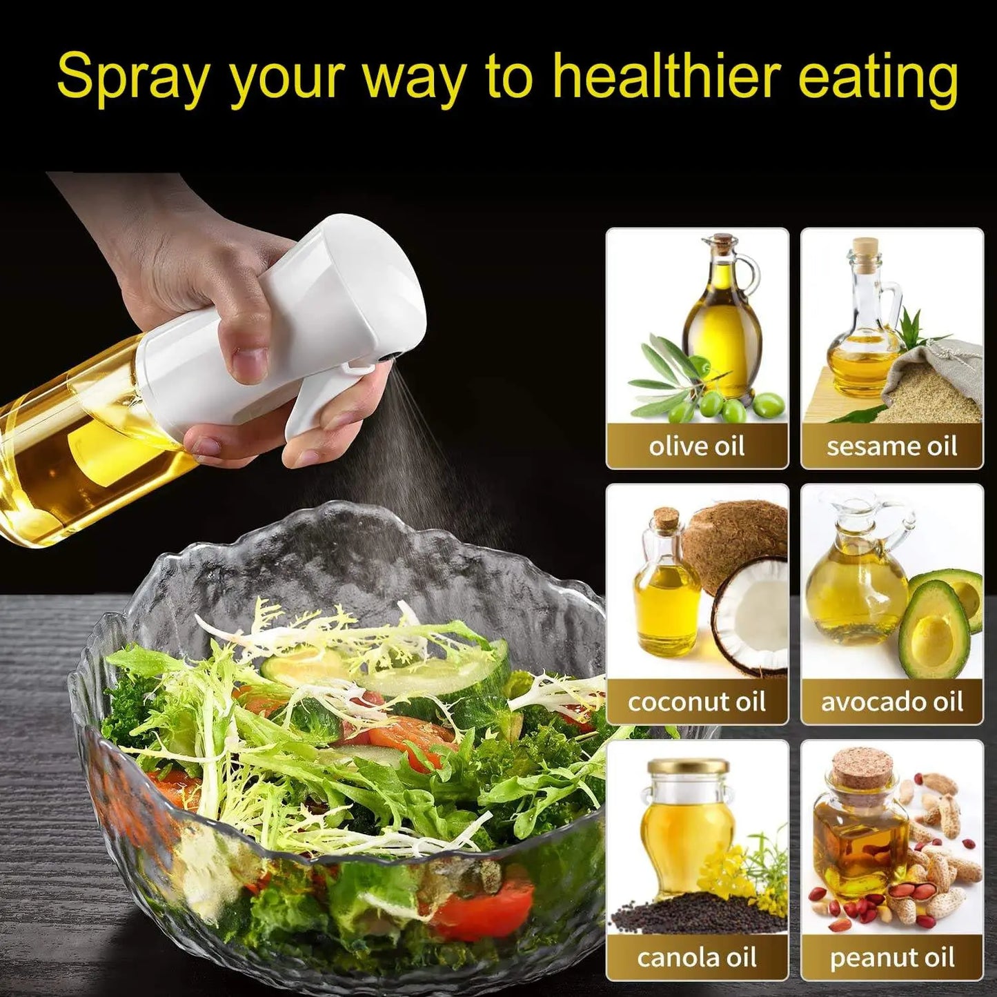 Olive Oil Mister Spray Bottle for Cooking - Cooking Oil Spray Bottle Air Fryer Accessories - Refillable Glass Dispenser