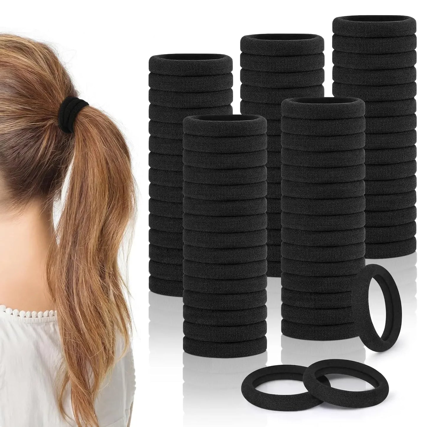 50/100/500/1000 pieces 4 cm black large nylon soft elastic band hair rope without damaging the horsetail women's tie accessory