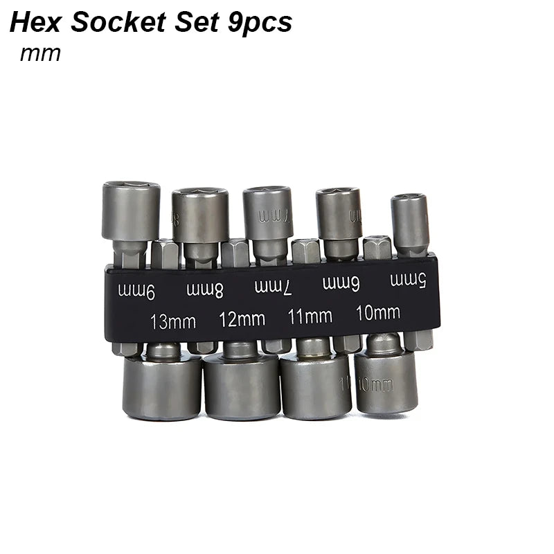 Hexagaon Socket Screw Bolt Driver Wrench Nut Head Key Screwdriver Adapter Bit Sleeve Nozzle Hex Shank Set Hand Tool Power Drill
