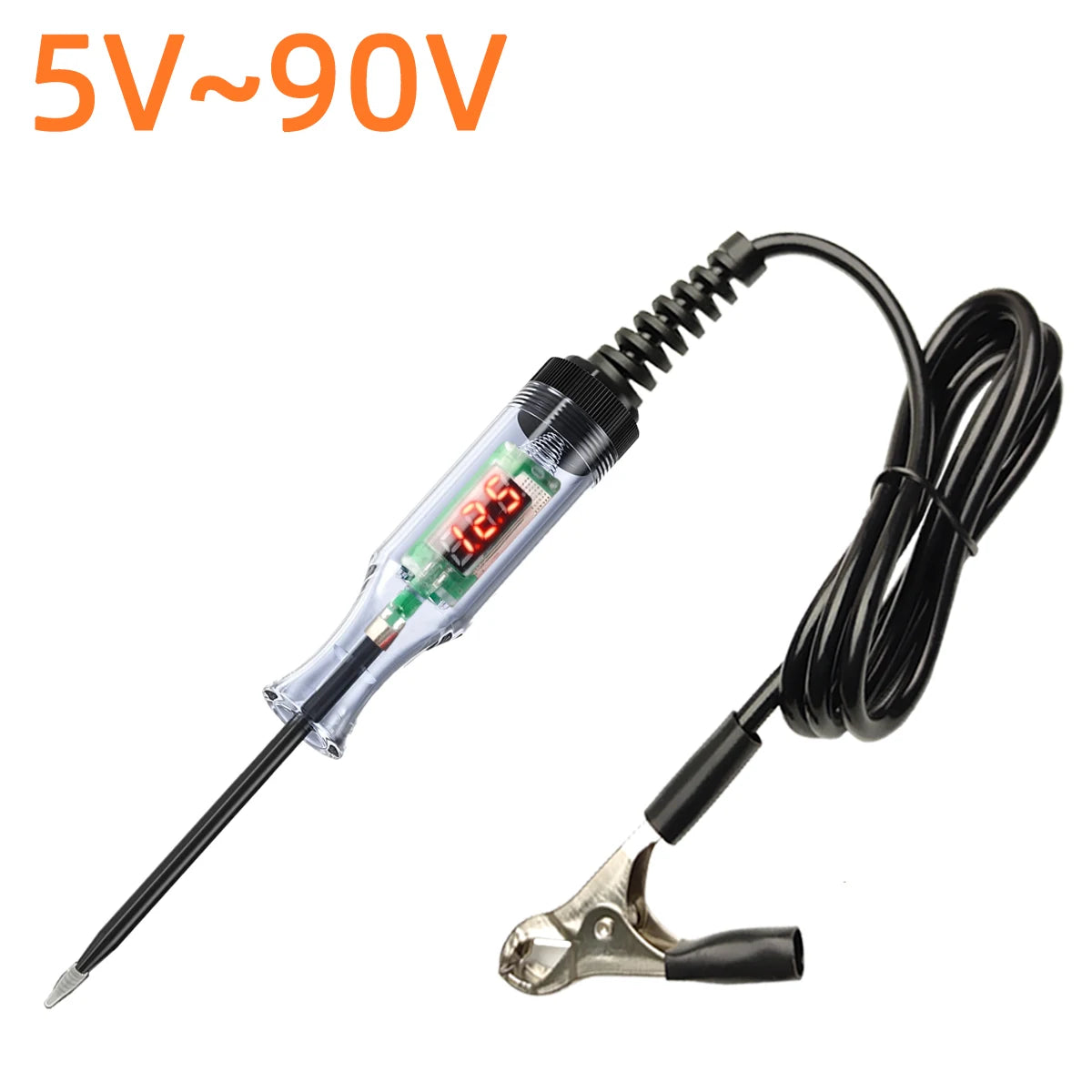 5V-90V Automotive Digital Voltage Circuit Tester Voltage Test Long Probe Pen Circuit Detection Diagnosis and Maintenance Tool