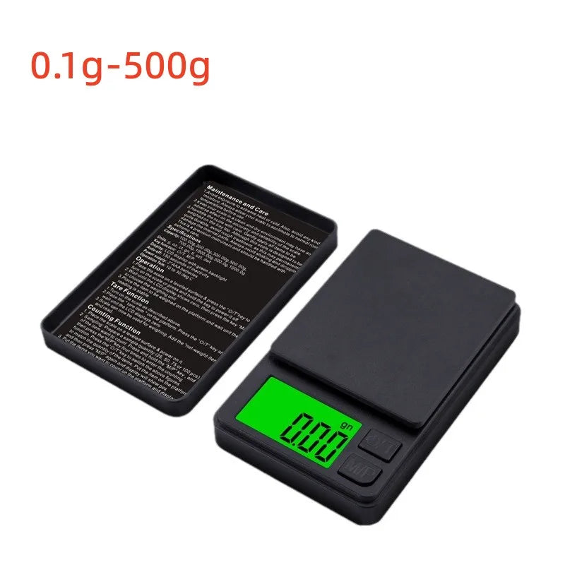 Mini high-precision LCD digital pocket scale 1kg/0.1g 500g/0.01g jewelry scale food scale kitchen mini gram scale with backlight