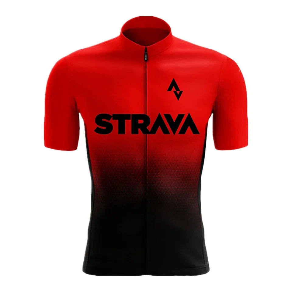2024Strava Pro Bicycle Team Short Sleeve Maillot Ciclismo Men's Cycling Jersey Sets Summer Breathable Cycling Clothing Suit