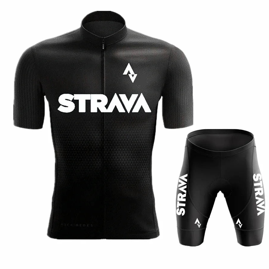 2024Strava Pro Bicycle Team Short Sleeve Maillot Ciclismo Men's Cycling Jersey Sets Summer Breathable Cycling Clothing Suit