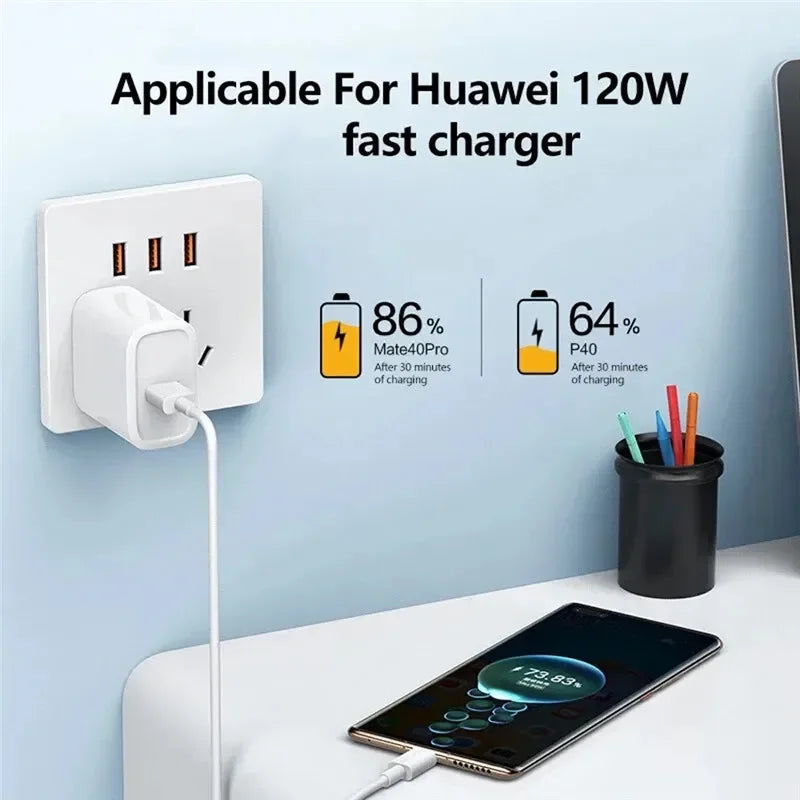 10A Mobile Data Cable 120W Super Fast Charging Type-C Durable Wire Data Cable Suitable For Huawei Mobile Phones