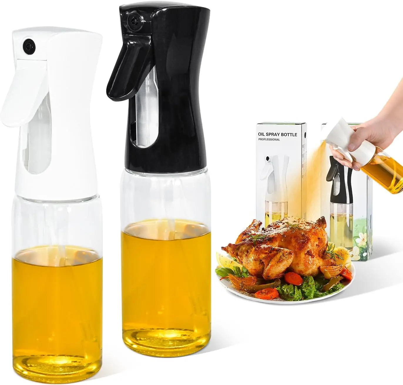Olive Oil Mister Spray Bottle for Cooking - Cooking Oil Spray Bottle  Air Fryer Accessories - Refillable Glass Dispenser