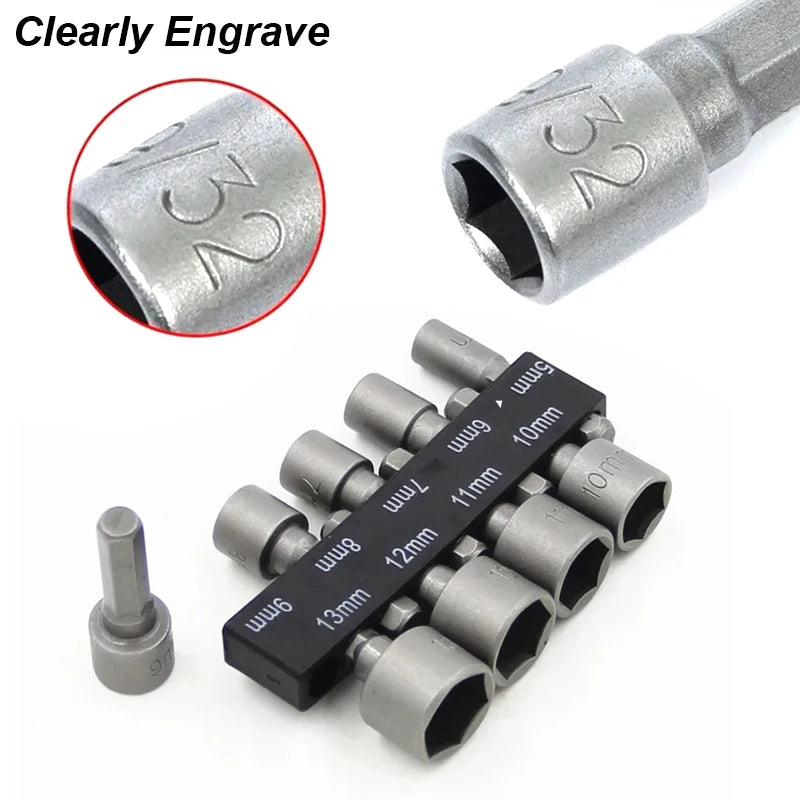 Hexagaon Socket Screw Bolt Driver Wrench Nut Head Key Screwdriver Adapter Bit Sleeve Nozzle Hex Shank Set Hand Tool Power Drill