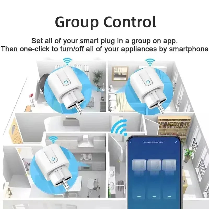 Smart WiFi Plug EU 16A/20A Tuya Power Monitor Socket with Timer Switch Voice Control for Alexa Google Assistant Smart Life App