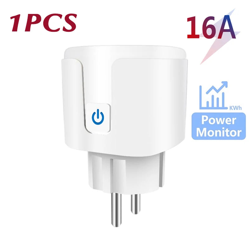 Smart WiFi Plug EU 16A/20A Tuya Power Monitor Socket with Timer Switch Voice Control for Alexa Google Assistant Smart Life App
