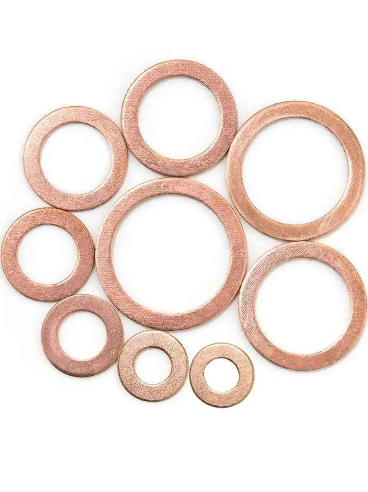 Copper Washer Gasket Nut and Bolt Set Flat Ring Seal Assortment Kit with Box //M8/M10/M12/M14 for Sump Plugs