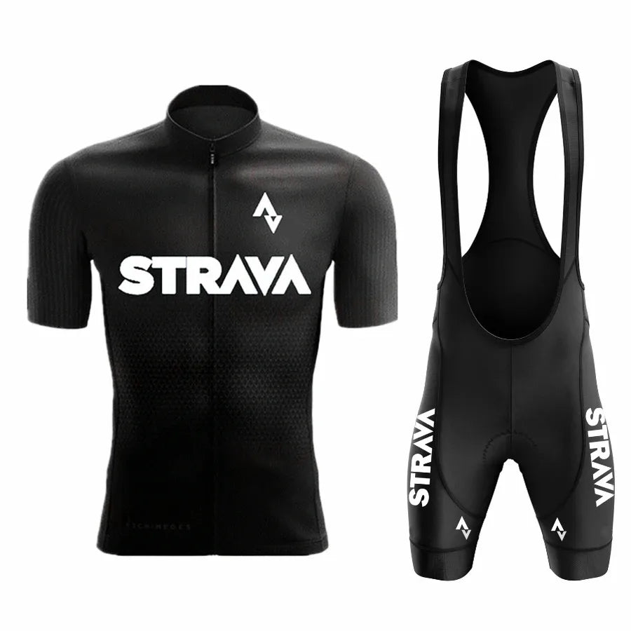 2024Strava Pro Bicycle Team Short Sleeve Maillot Ciclismo Men's Cycling Jersey Sets Summer Breathable Cycling Clothing Suit