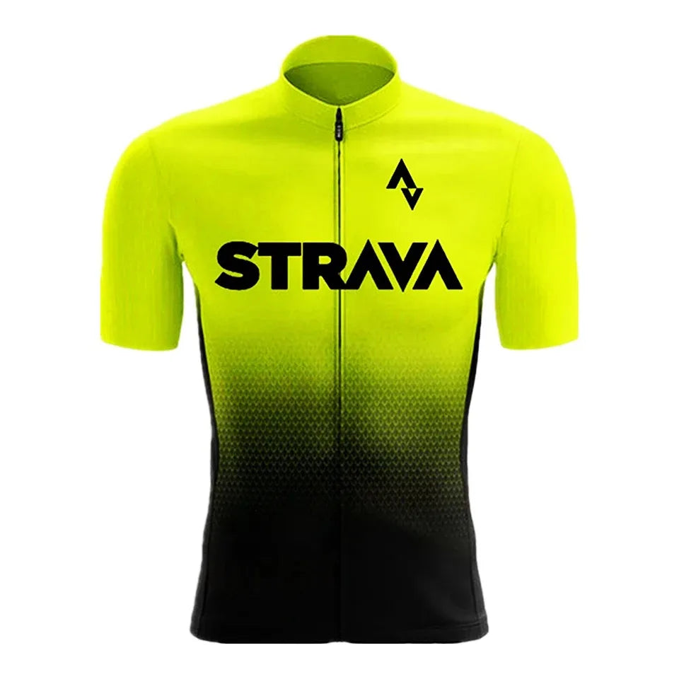 2024Strava Pro Bicycle Team Short Sleeve Maillot Ciclismo Men's Cycling Jersey Sets Summer Breathable Cycling Clothing Suit