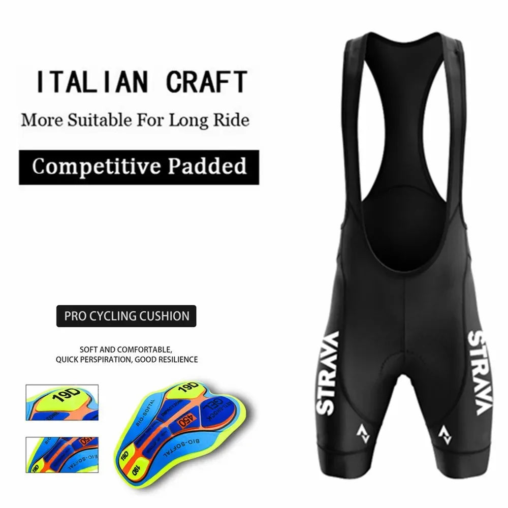 2024Strava Pro Bicycle Team Short Sleeve Maillot Ciclismo Men's Cycling Jersey Sets Summer Breathable Cycling Clothing Suit