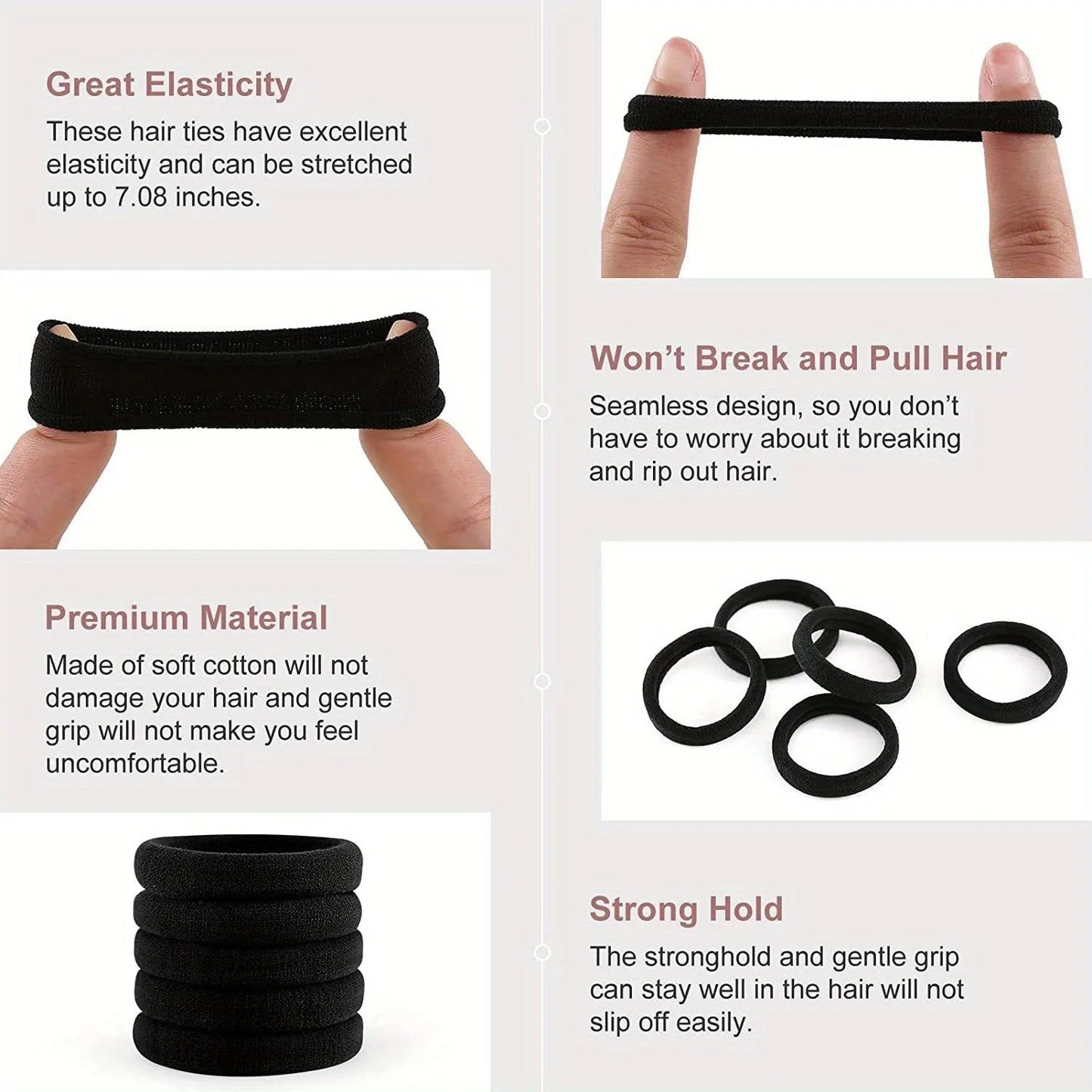 50/100/500/1000 pieces 4 cm black large nylon soft elastic band hair rope without damaging the horsetail women's tie accessory