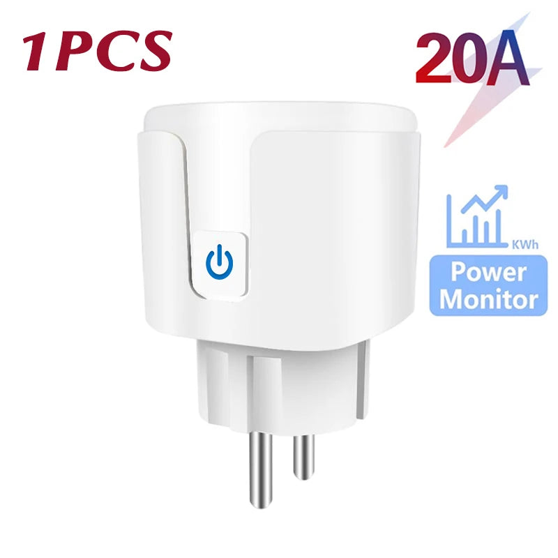 Smart WiFi Plug EU 16A/20A Tuya Power Monitor Socket with Timer Switch Voice Control for Alexa Google Assistant Smart Life App