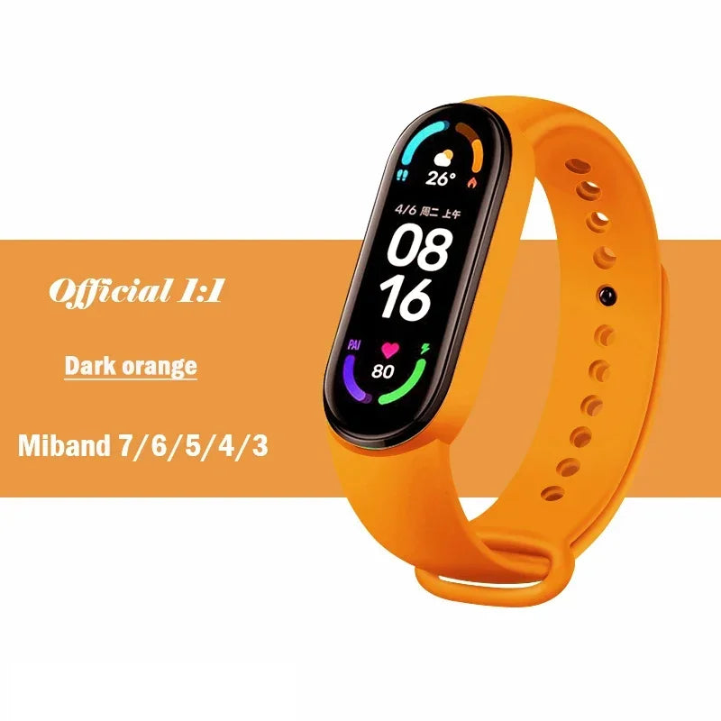 official Silicone Strap For Xiaomi Mi Band 4 5 6 7 Bracelet Sport Watch Wristband Miband4 miband7 Correa Mi band 3 4 5 6 7 Band