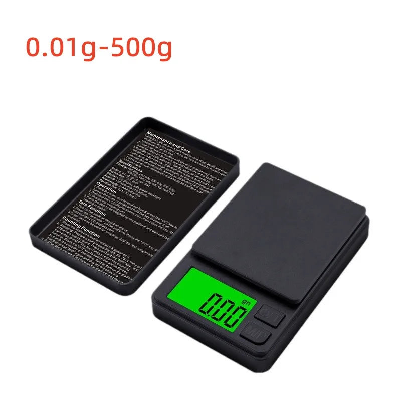 Mini high-precision LCD digital pocket scale 1kg/0.1g 500g/0.01g jewelry scale food scale kitchen mini gram scale with backlight