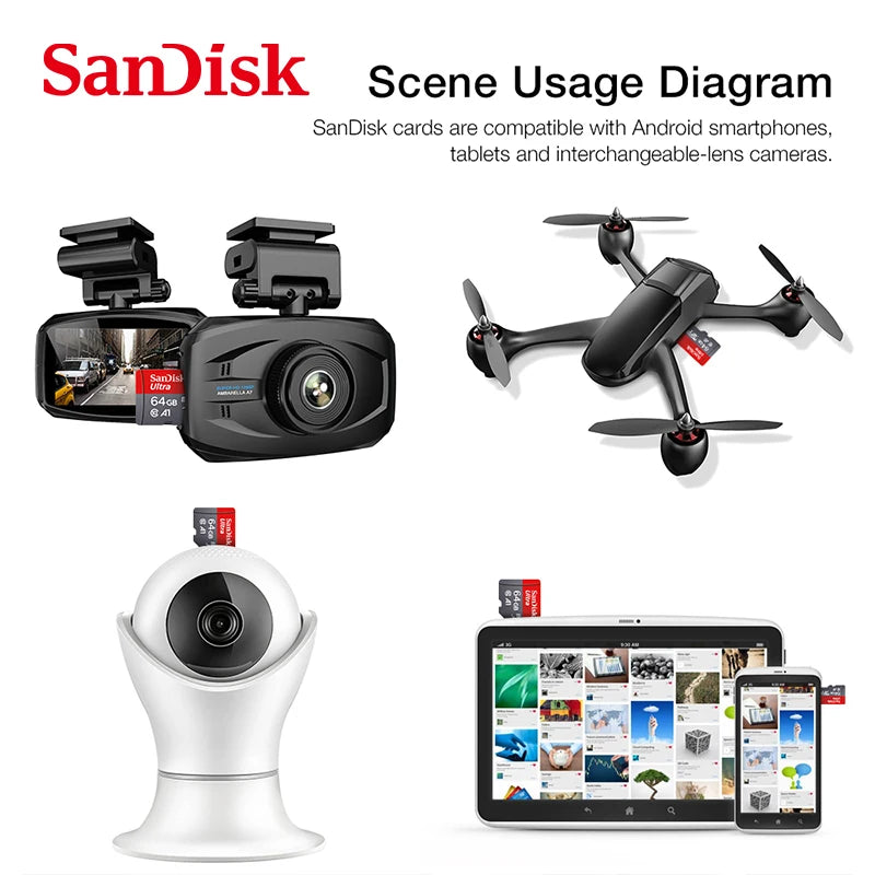 Sandisk Ultra Micro tf SD card 128GB 32GB 64GB 256GB Mini SD Card SD/TF Flash Card Memory Card 32 64 128 gb miniSD for Phone