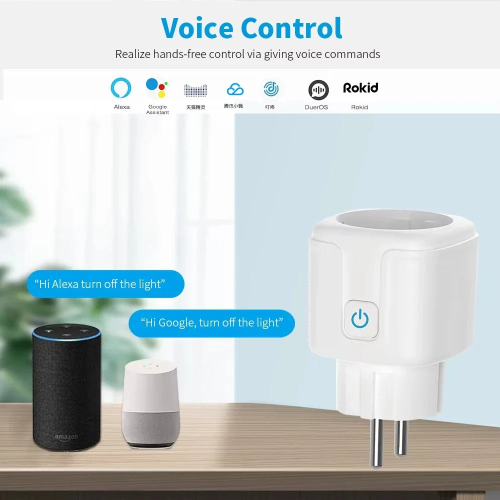 Smart WiFi Plug EU 16A/20A Tuya Power Monitor Socket with Timer Switch Voice Control for Alexa Google Assistant Smart Life App